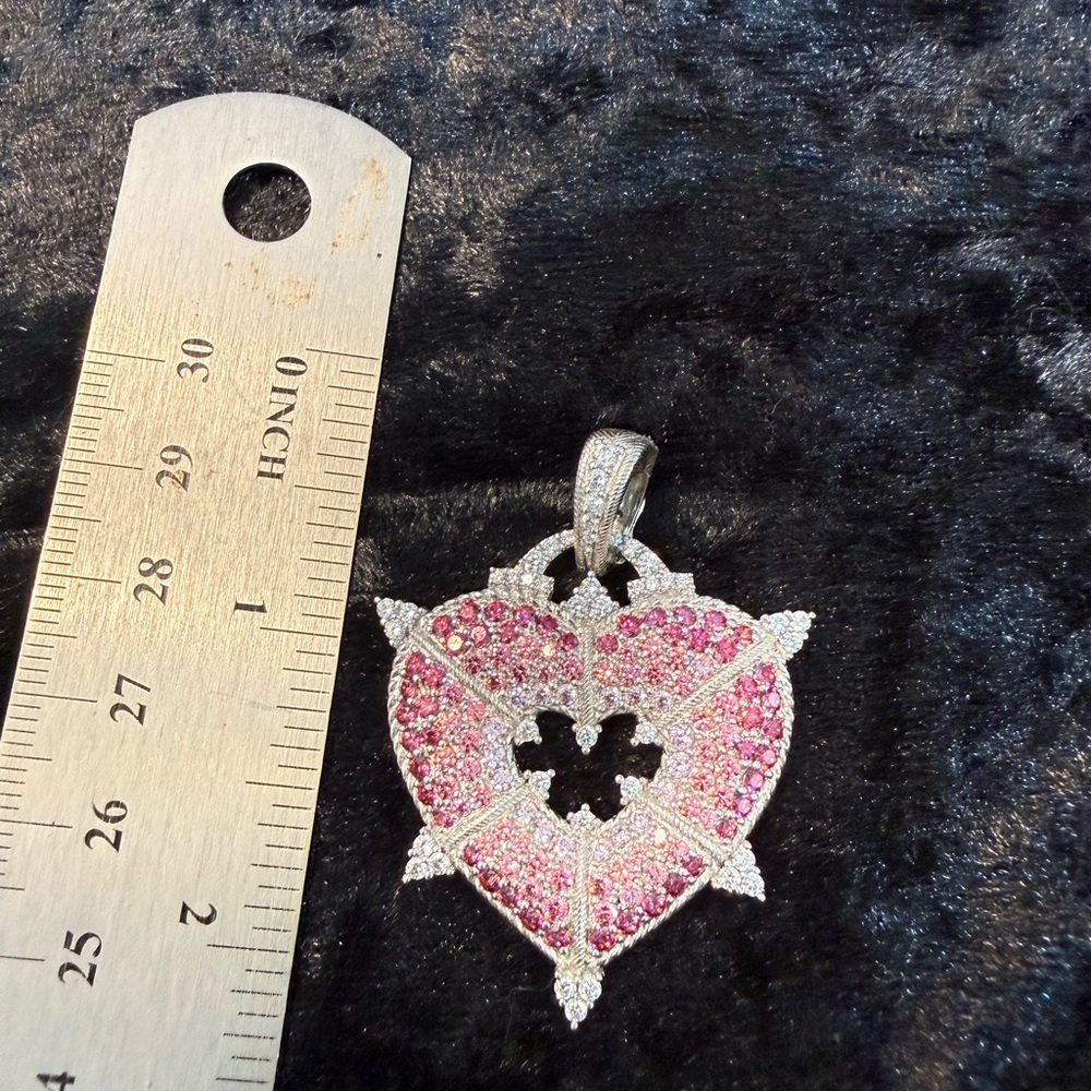 Judith Ripka Pink and Silver Heart Pendant Enhancer - Picture 4 of 6